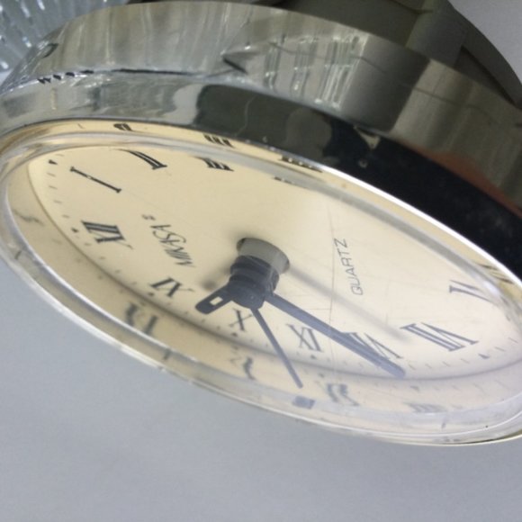 Mikasa Art Deco Vintage Table Shelf Desk Clock B Germany Crystal Semicylinder - Picture 10 of 11